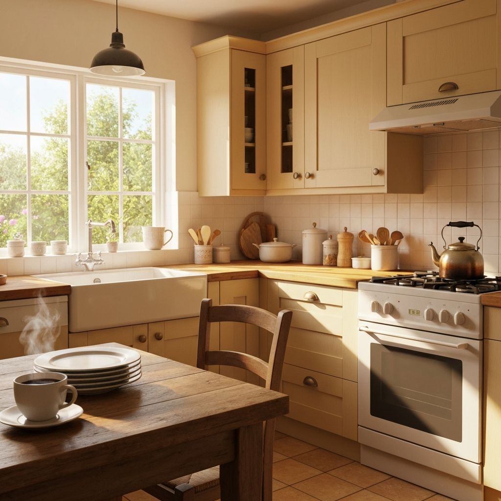 Сутрешна кухня с чаша кафе